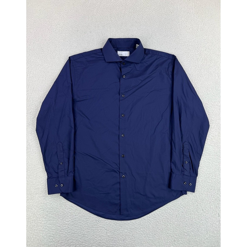Nordstrom Rack Mens Dress Shirt 16 32/33 Blue Performance Trim Fit Stretch LS